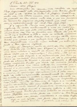 Carta de Mário Raul de Morais Andrade a Sérgio Buarque de Holanda