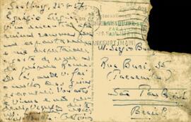 Cartão postal de Octávio Tarquínio de Souza a Sérgio Buarque de Holanda