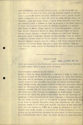 Registro de uma carta de Luiz Rosado da Cunha