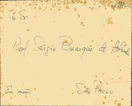 Bilhete de Sebastião Furtado a Sérgio Buarque de Holanda