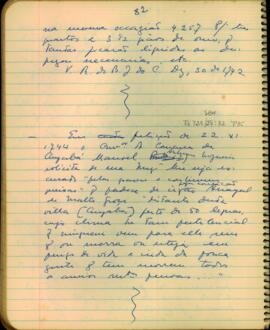 Fragmento da petição de Manoel Antunes Nogueira, Ouvidor Geral e Corregedor da Comarca de  Cuiabá, a S. Majestade