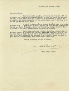 Carta de Caio Prado Júnior a Sérgio Buarque de Holanda