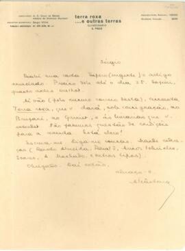 Carta de Antônio de Alcântara Machado a Sérgio Buarque de Holanda