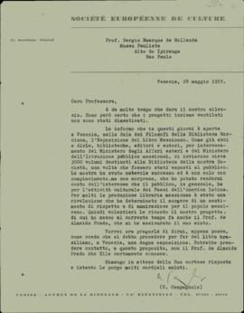 Carta, em italiano, de Ugo Campagnolo a Sérgio Buarque de Holanda