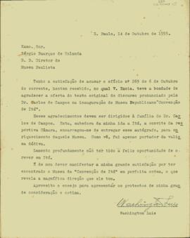 Carta de Washington Luís a Sérgio Buarque de Holanda