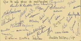 Cartão de signatários diversos do Presídio Político de São Paulo a Sérgio Buarque de Holanda