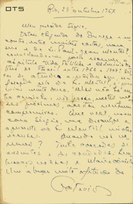 Carta de Octávio Tarquínio de Souza a Sérgio Buarque de Holanda