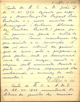 Resumo de carta de D. Rodrigo Cesar a D. João V