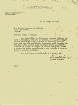 Carta de Donald Pierson a Sérgio Buarque de Holanda