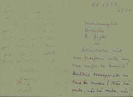 Carta de Paulo Mendes de Almeida e Aparecida a Maria Amélia Buarque