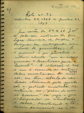 Fragmentos de correspondências de James Watson Webb