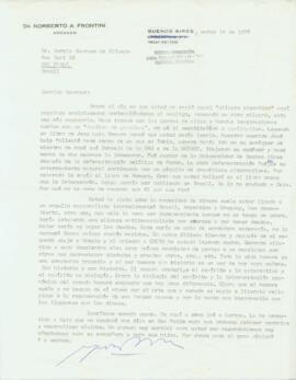 Carta, em espanhol, de Norberto A. Frontini a Sérgio Buarque de Holanda