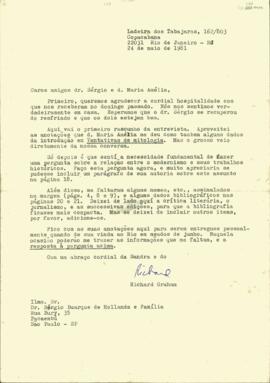 Carta de Richard e Sandra Graham a Sérgio Buarque de Holanda