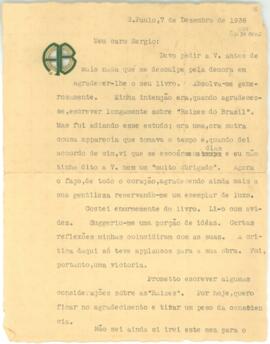 Carta de Antônio Carlos Couto de Barros a Sérgio Buarque de Holanda