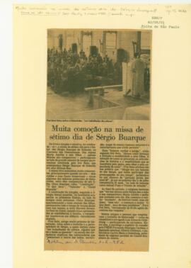 "Muita comoção na missa de sétimo dia de Sérgio Buarque"