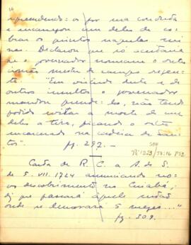 Resumo de carta de D. Rodrigo Cesar a D. Aires de Saldanha