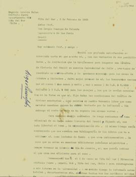 Carta, em espanhol, de Eugenio Pereira Salas a Sérgio Buarque de Holanda