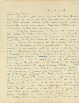 Carta de Francisco de Assis Barbosa a Sérgio Buarque de Holanda