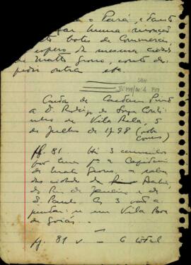Fragmento de carta de Caetano Pinto a D. Rodrigo de Souza Coutinho