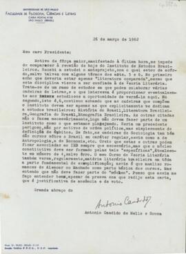 Carta de Antônio Candido de Mello e Souza a Sérgio Buarque de Holanda