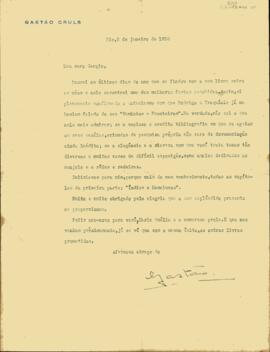 Carta de Gastão Cruls a Sérgio Buarque de Holanda