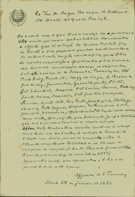 Carta de Affonso D'Escragnole Taunay a Sérgio Buarque Holanda