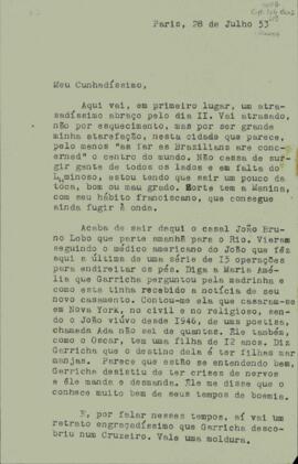 Carta de Gilda Rosário Alvim a Sérgio Buarque de Holanda