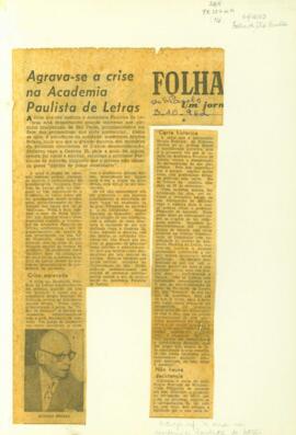 "Agrava-se a crise na Academia Paulista de Letras"