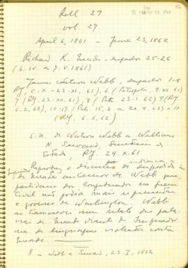 Fragmentos de despachos, em inglês, de Richard Kidder Meade e James Watson Webb sobre assuntos diversos