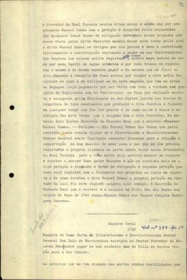 Registro de uma carta de D. Luiz de Mascarenhas