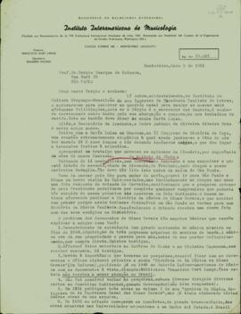 Carta de Francisco Curt Lange a Sérgio Buarque de Holanda