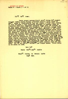 Carta do Capitão-mor Francisco Correa de Morais Leite