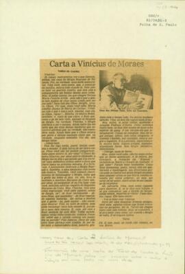 "Carta a Vinicius de Moraes”