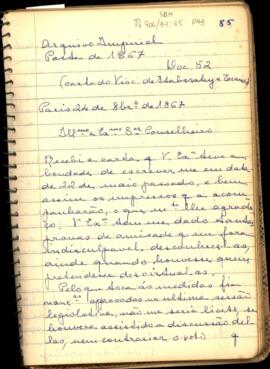 Carta do Visconde de Itaboraí ao Conselheiro Zacarias de Goes e Vasconcelos