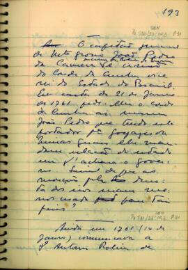 Carta do Conde da Cunha a João Pedro da Câmara
