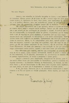Carta de Francisco Iglésias a Sérgio Buarque de Holanda