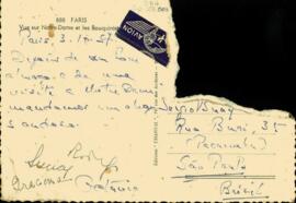 Cartão postal de Octávio Tarquínio de Souza, Iracema, Lucia e Rodrigo a Sérgio Buarque de Holanda