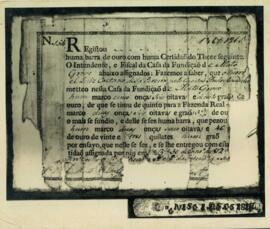 Registro de uma barra de ouro com certidão