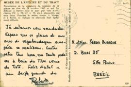 Cartão postal de Roberto a Sérgio Buarque de Holanda