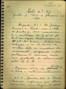 Fragmentos de despachos de James Monroe e de Henry T. Blow
