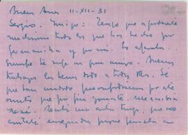 Carta de Pedro Juan Vignale, em espanhol, a Sérgio Buarque de Holanda