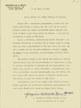 Carta de Dom Joaquim de Arruda Zamith a Sérgio Buarque de Holanda