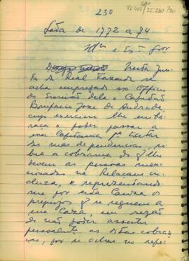 Carta de Luís Antônio de Souza a Luís de Albuquerque de Melo Pereira e Caceres