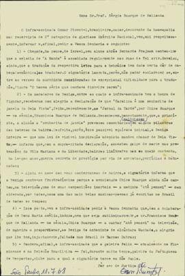 Carta de Osmar Pimentel a Sérgio Buarque de Holanda