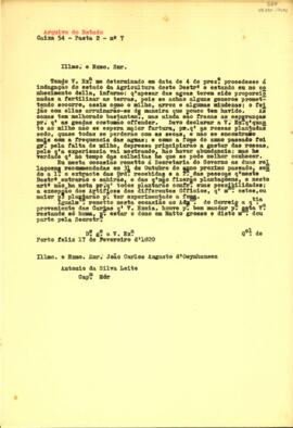Carta do Capitão-mor Antônio da Silva Leite a D. João Carlos Augusto d' Oeynhausen
