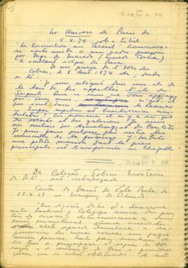 Fragmento, em francês, da transcrição de uma carta a um padre francês por [Mgr] de Macedo (Macedo Costa)