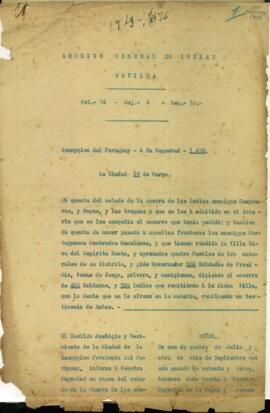 Carta ao rei da Espanha sobre guerra com os índios Guaicurus e Baias