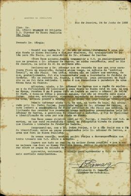Carta de Felisberto C. Camargo a Sérgio Buarque de Holanda