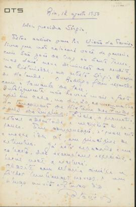 Carta de Octávio Tarquínio de Souza a Sérgio Buarque de Holanda