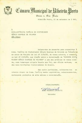 Carta de José Rosário Caminiti à família Buarque de Holanda.